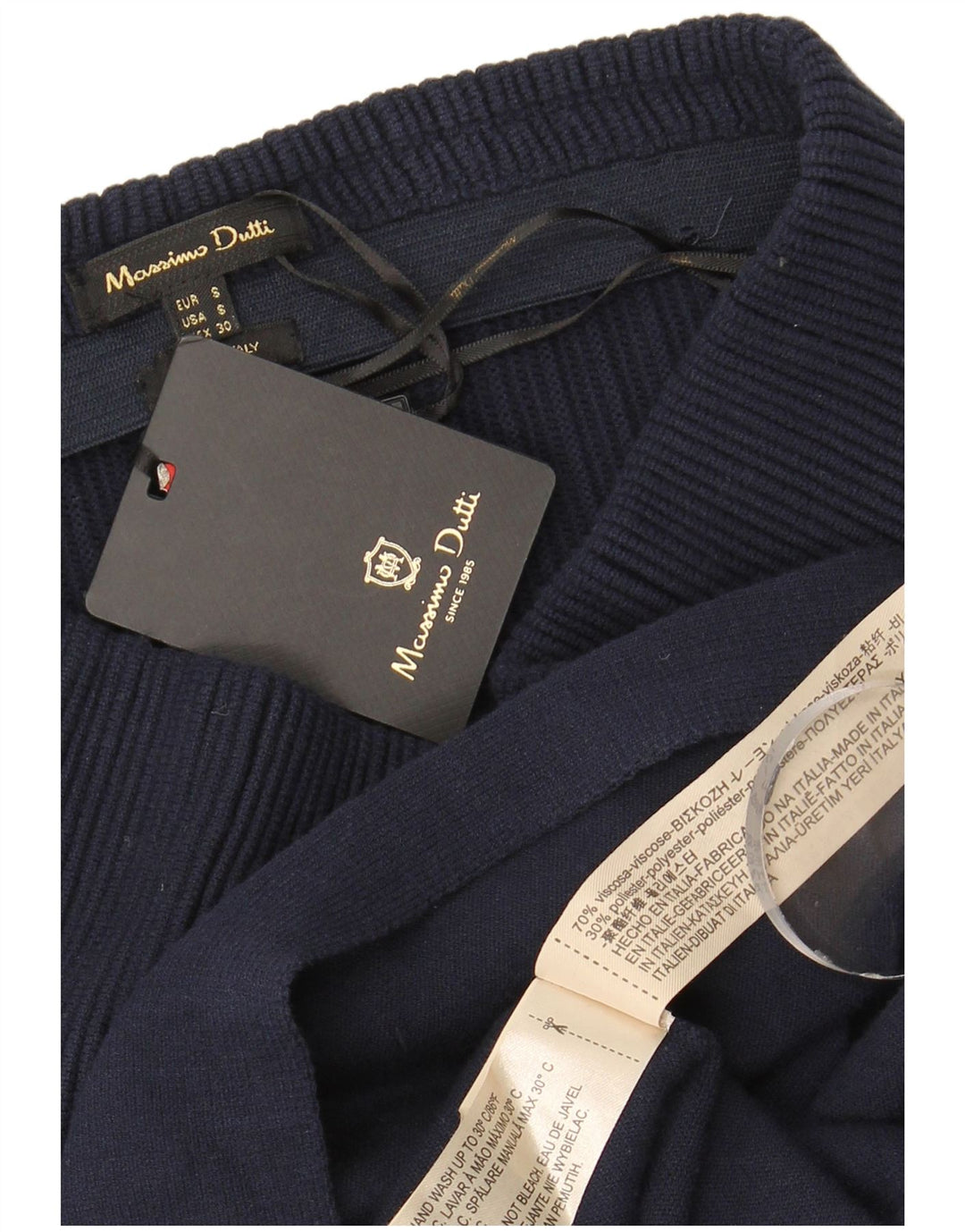 Saia feminina de malha A-Line Massimo Dutti pequena W26 azul marinho viscose