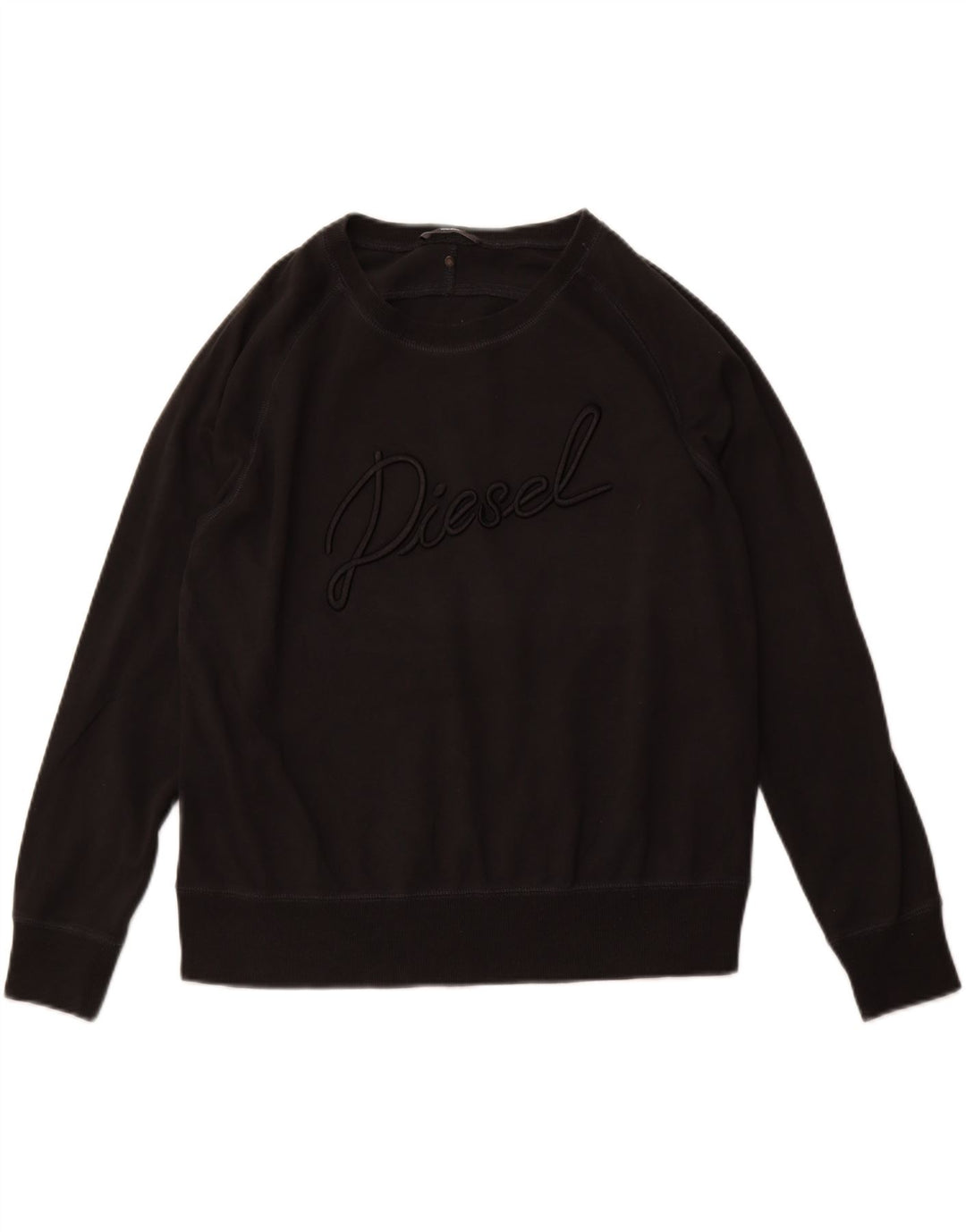 DIESEL feminino gráfico solto moletom jumper Reino Unido 14 médio preto