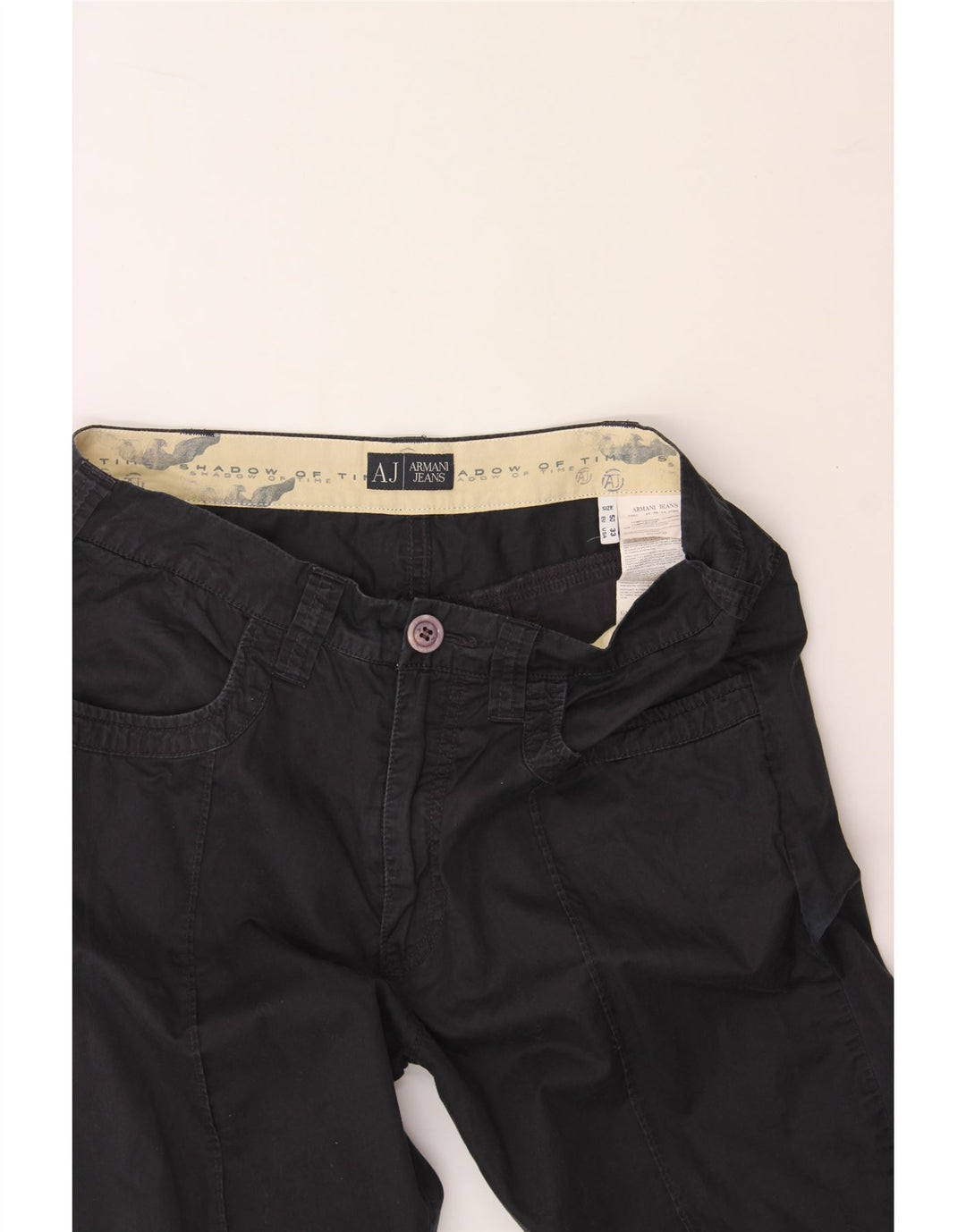 ARMANI Womens Straight Casual Trousers W33 L30 Navy Blue Cotton Vintage Armani and Second-Hand Armani from Messina Hembry 