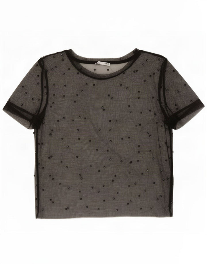 Zara Womens Crop See Through Top UK 10 Pequeno Preto
