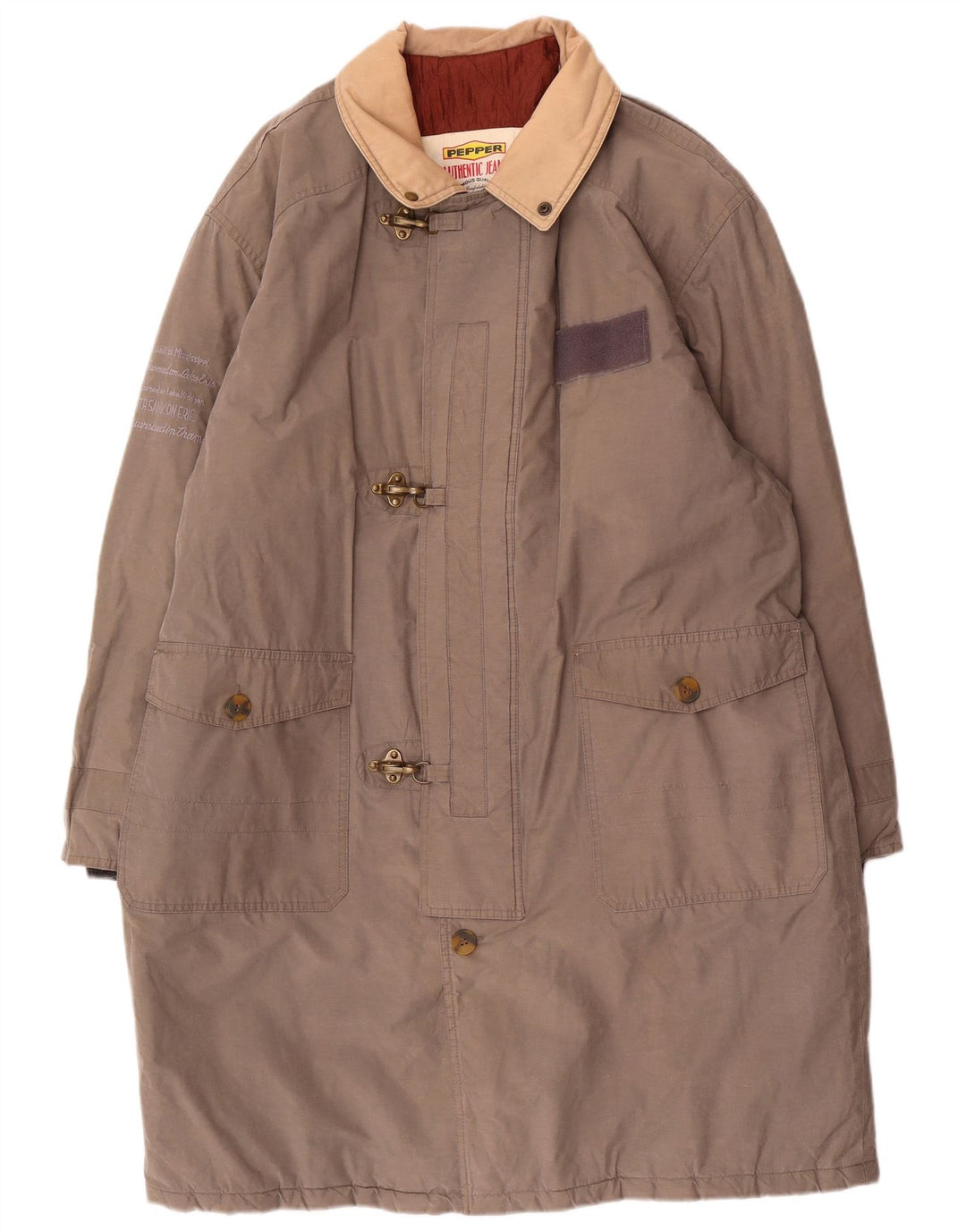 Casaco acolchoado masculino vintage UK 42 XL algodão cinza