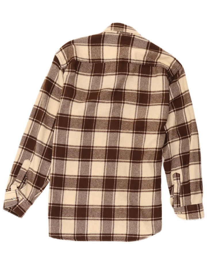 Camisa masculina de flanela de lenhador Trend pequena de algodão xadrez marrom