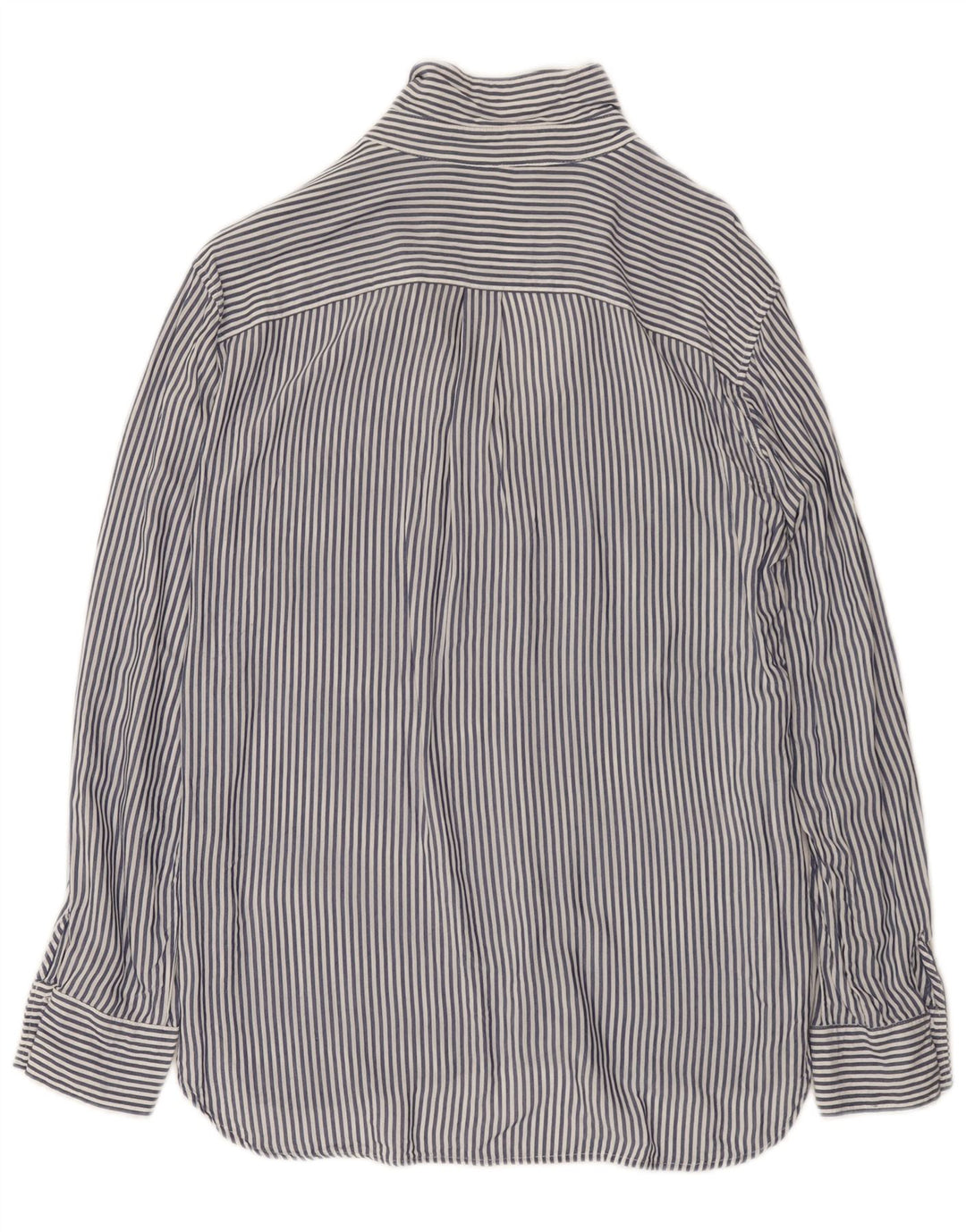 Camisa feminina Zara Reino Unido 14 risca de giz azul marinho médio