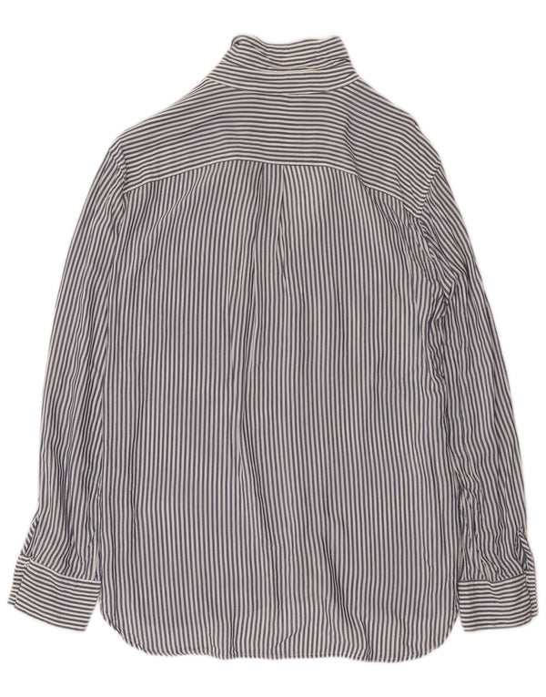 Camisa feminina Zara Reino Unido 14 risca de giz azul marinho médio