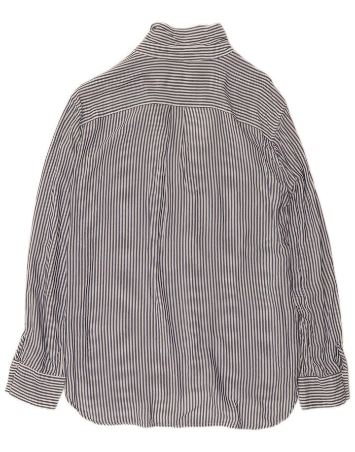 Camisa feminina Zara Reino Unido 14 risca de giz azul marinho médio
