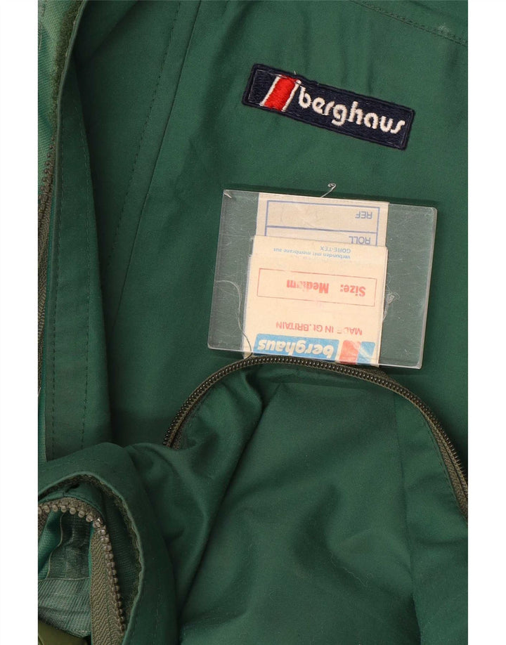 Capa de chuva masculina Berghaus com capuz UK 38 nylon verde médio