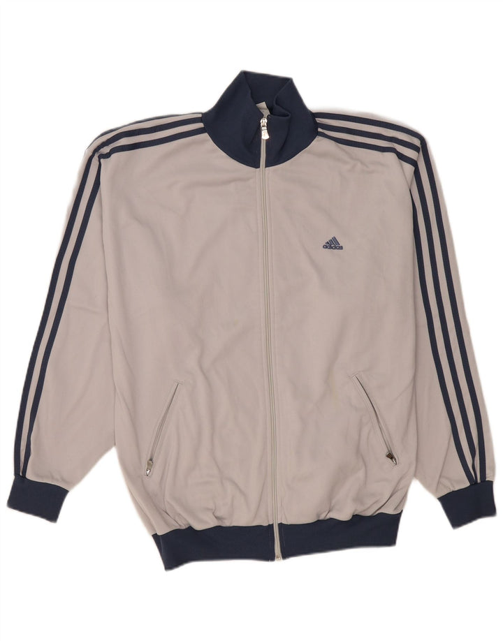 Adidas Mens Tracksuit Top Jacket UK 38/40 Poliéster Cinza Médio