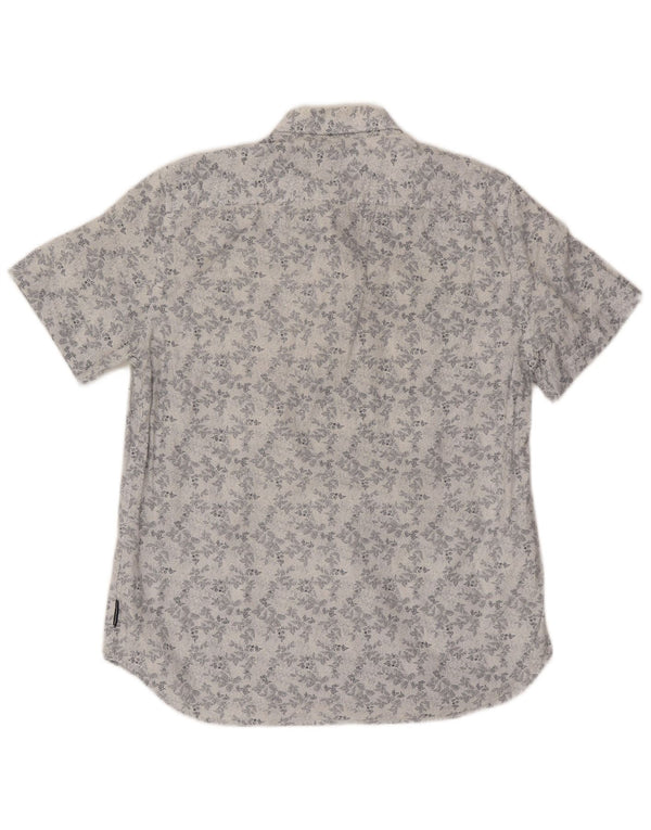 Camisa masculina de manga curta French Connection grande algodão floral branco