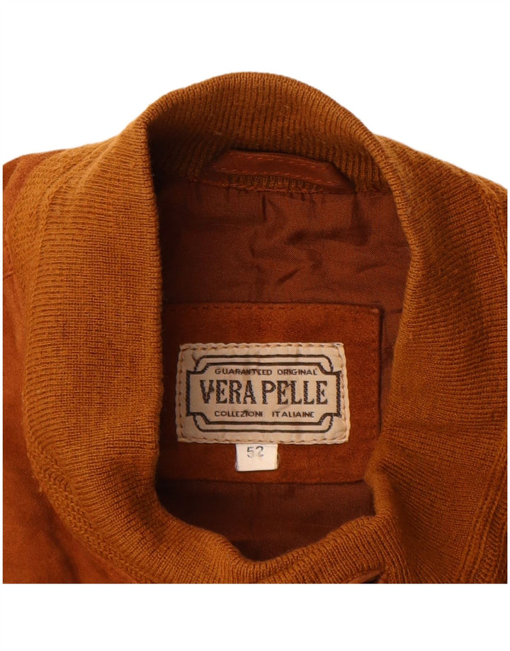 Jaqueta bomber masculina VINTAGE de camurça IT 52 XL couro marrom