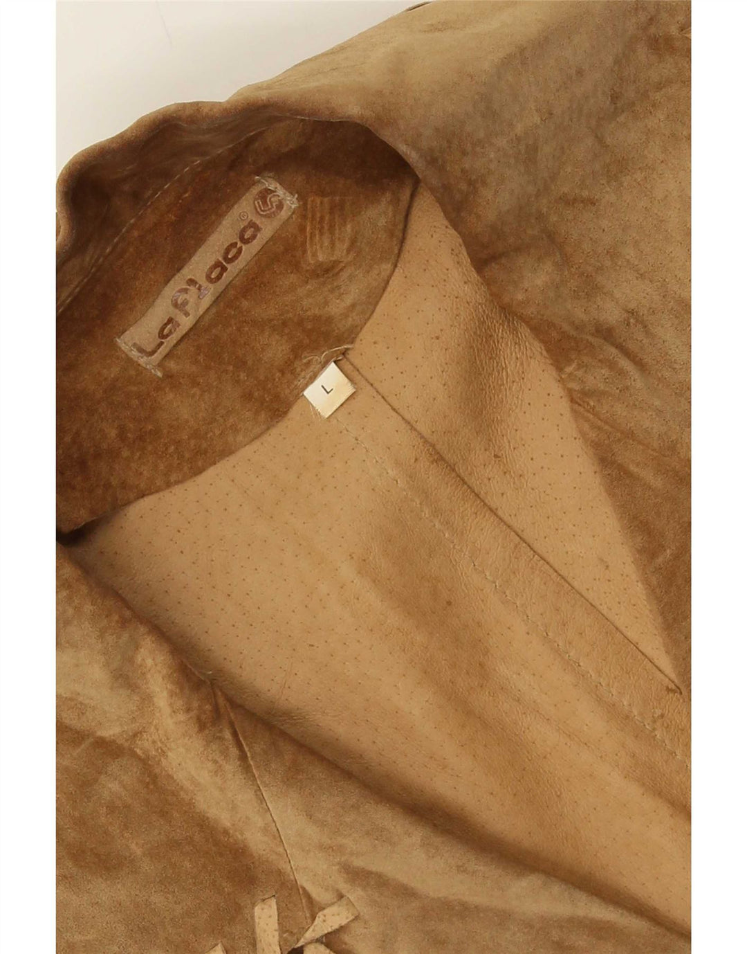 Jaqueta blazer feminina vintage de camurça com 2 botões Reino Unido 14 grande bege
