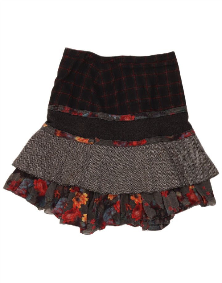 Bellissima saia feminina em camadas W32 grande patchwork multicolorido de lã