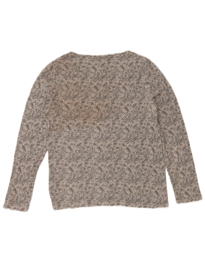Top feminino Marks & Spencer manga comprida Reino Unido 12 algodão floral verde médio