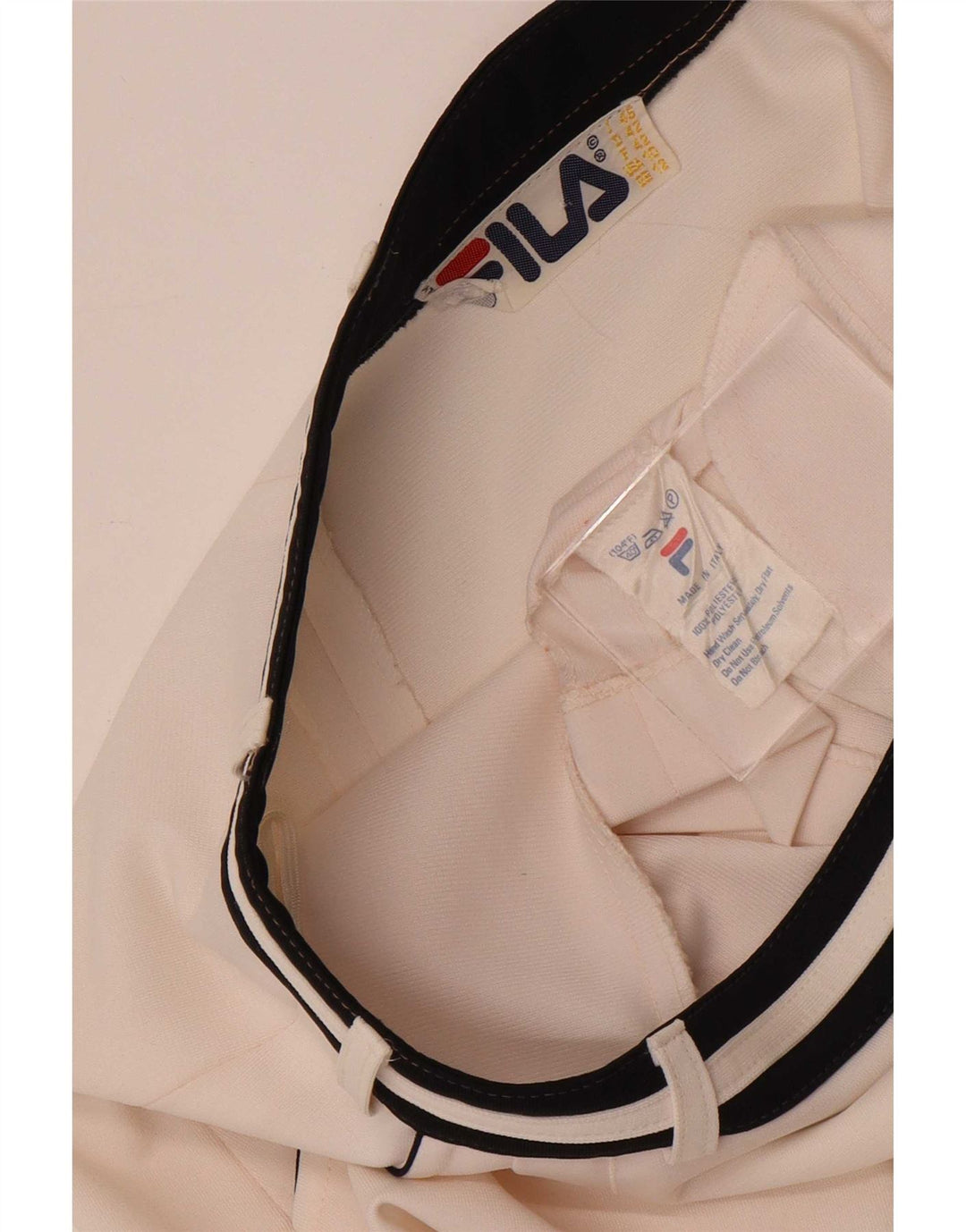 Mini saia de tênis feminina Fila UK 12 poliéster listrado branco médio
