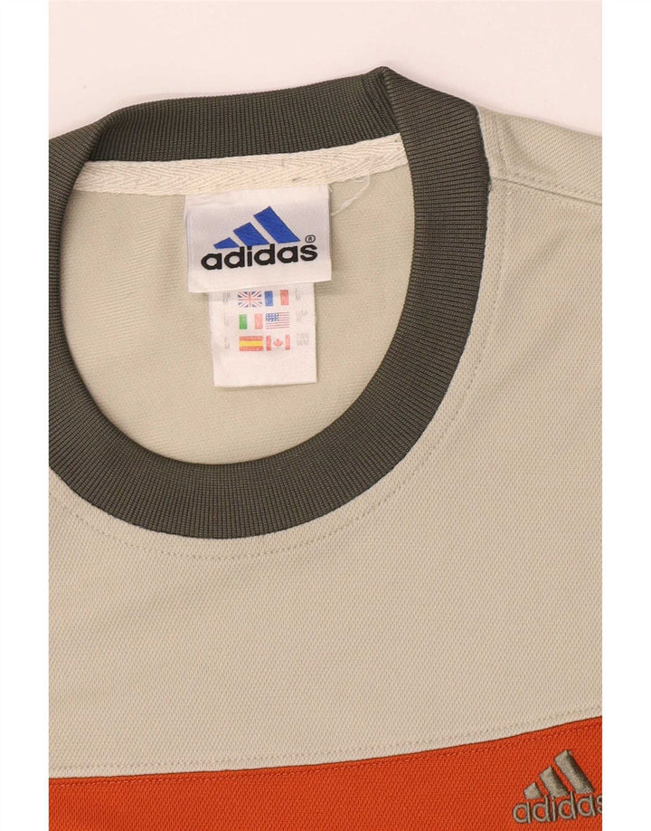 Adidas Mens T-Shirt Top Médio Bege Colourblock Poliéster