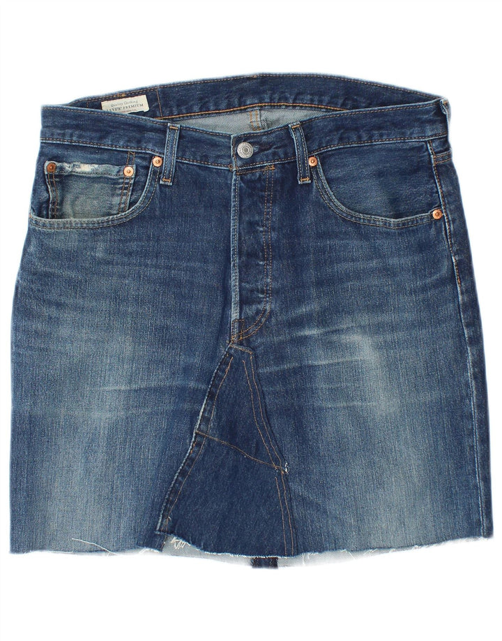 Saia jeans feminina 501 da Levi's W32 grande algodão azul