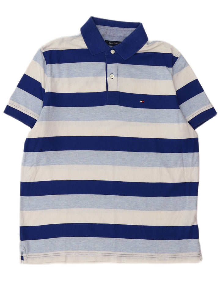 Camisa polo masculina TOMMY HILFIGER algodão listrado azul médio