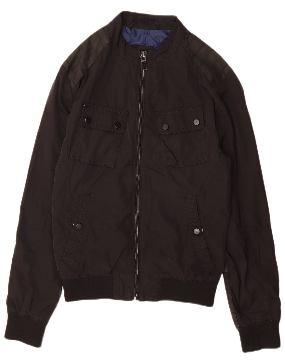 ZARA Mens Bomber Jacket UK 36 Pequeno Poliéster Preto