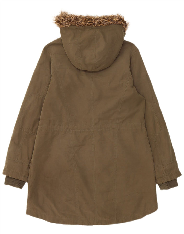 Jaqueta Parka feminina com capuz Oasis UK 10 poliéster cáqui pequeno