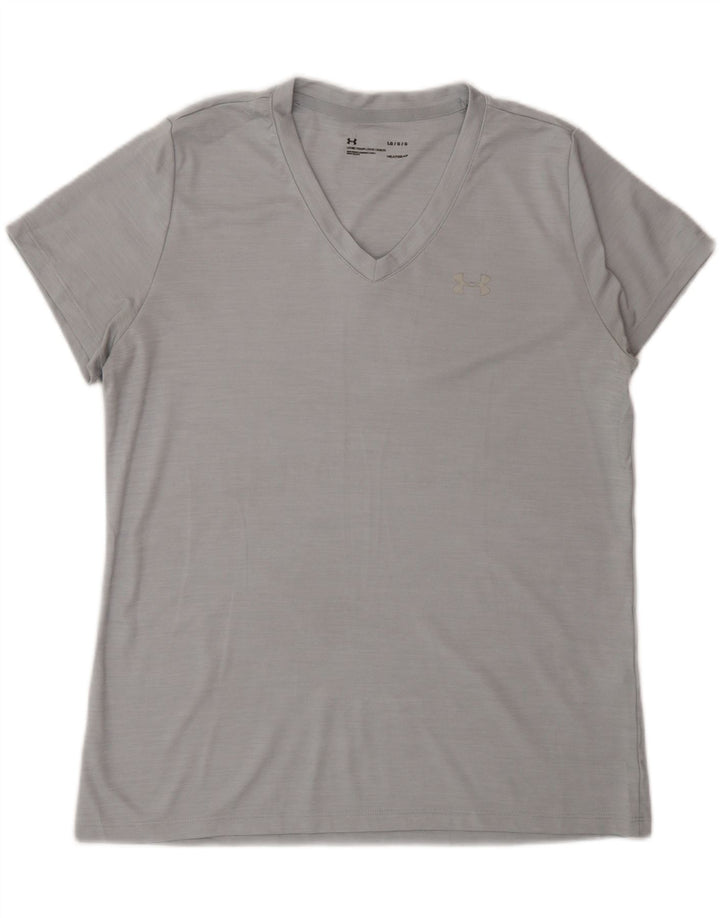 Camiseta masculina Under Armour Heat Gear grande poliéster cinza
