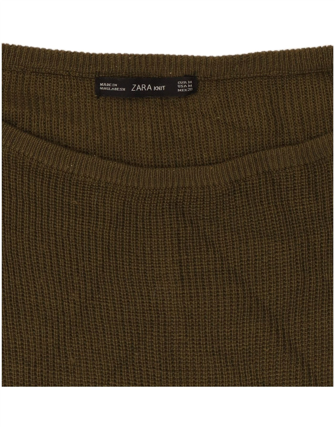 Suéter feminino Zara com gola canoa Reino Unido 14 médio cáqui