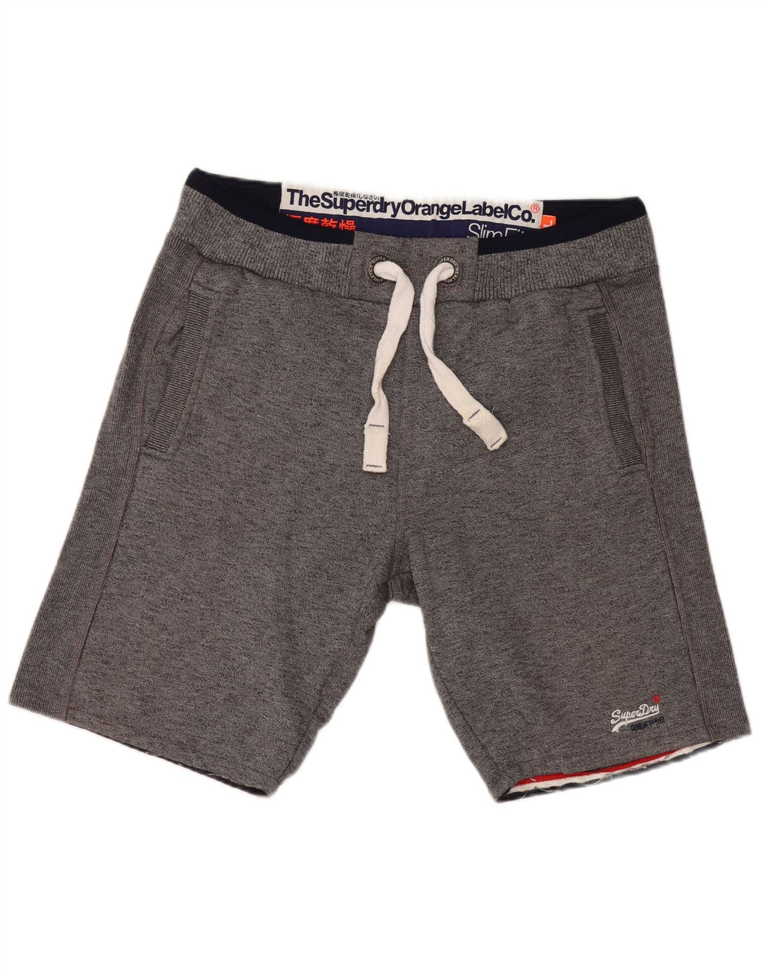 Shorts esportivos masculinos SUPERDRY Slim Fit grande algodão cinza