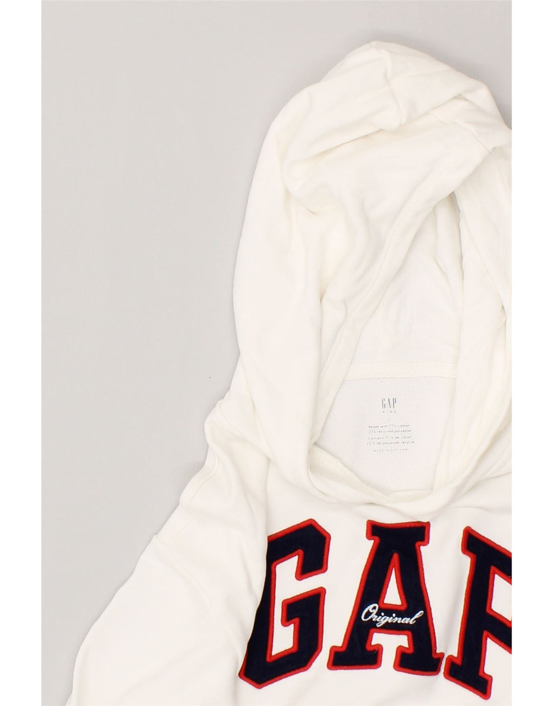 GAP Girls Graphic Crop Hoodie Jumper 12-13 Years Large White Cotton | Vintage Gap | Thrift | Second-Hand Gap | Used Clothing | Messina Hembry 