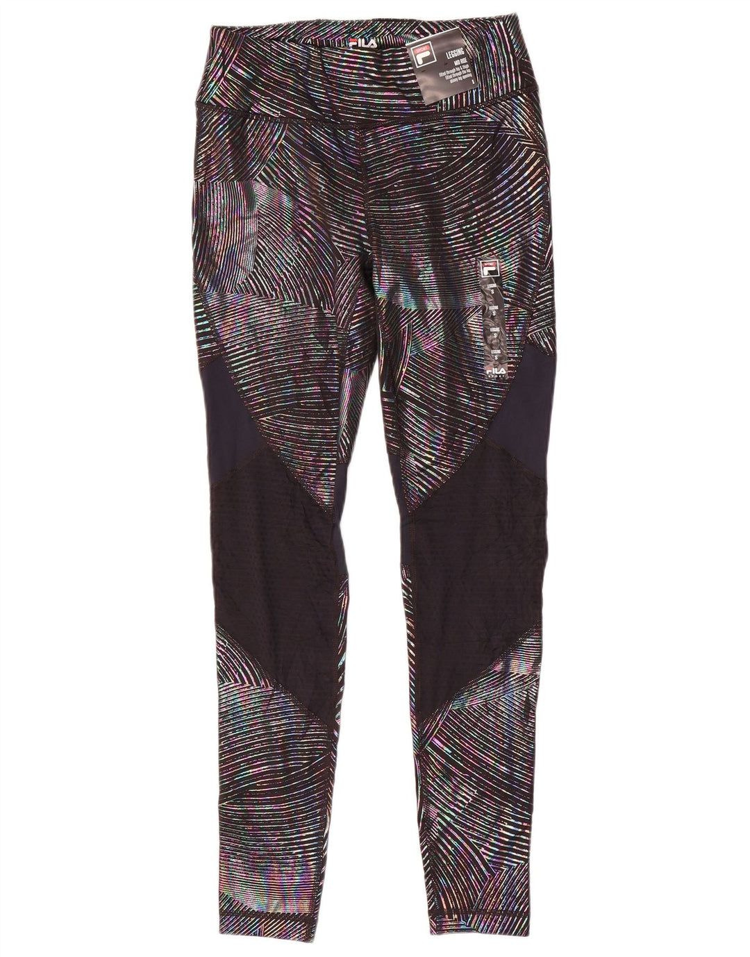 Leggings feminino Fila UK 10 pequeno colorido colorblock poliéster