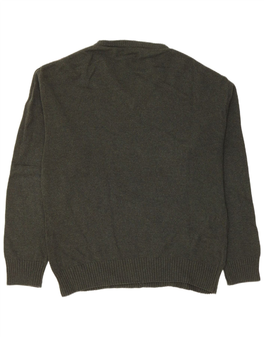 Suéter masculino VINTAGE com decote em V médio verde Argyle/Diamante lã nova