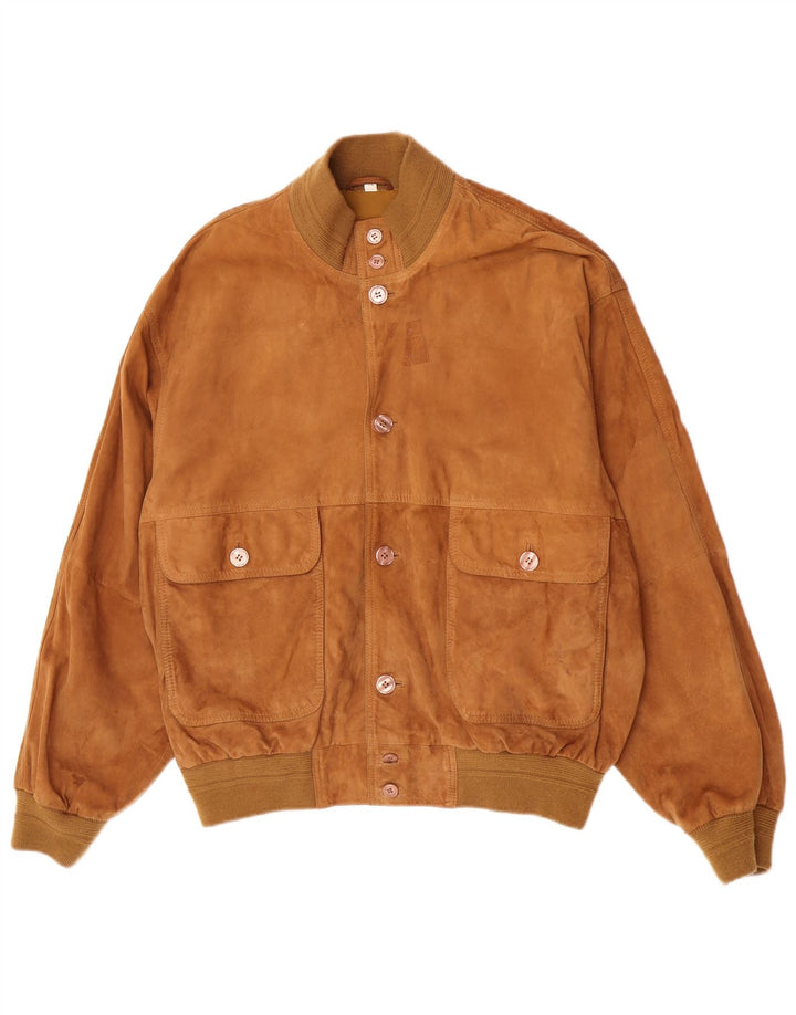 Jaqueta bomber masculina vintage de camurça IT 52 XL couro marrom