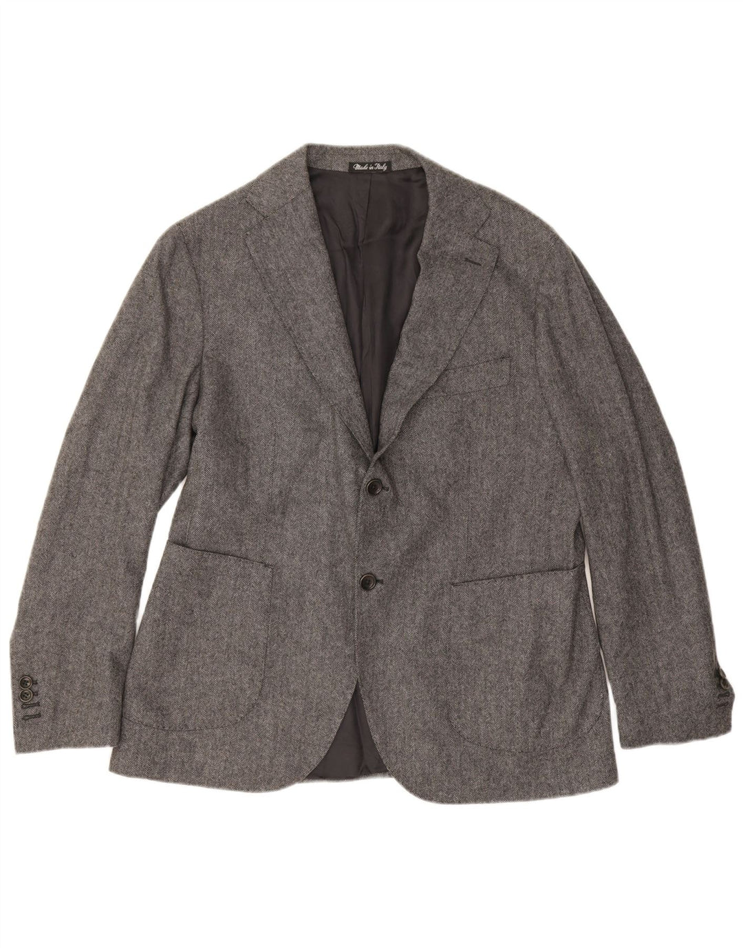 Jaqueta blazer masculina Carlo Barbera com 2 botões IT 50 grande espinha de peixe cinza