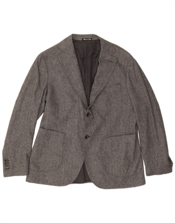 Jaqueta blazer masculina Carlo Barbera com 2 botões IT 50 grande espinha de peixe cinza