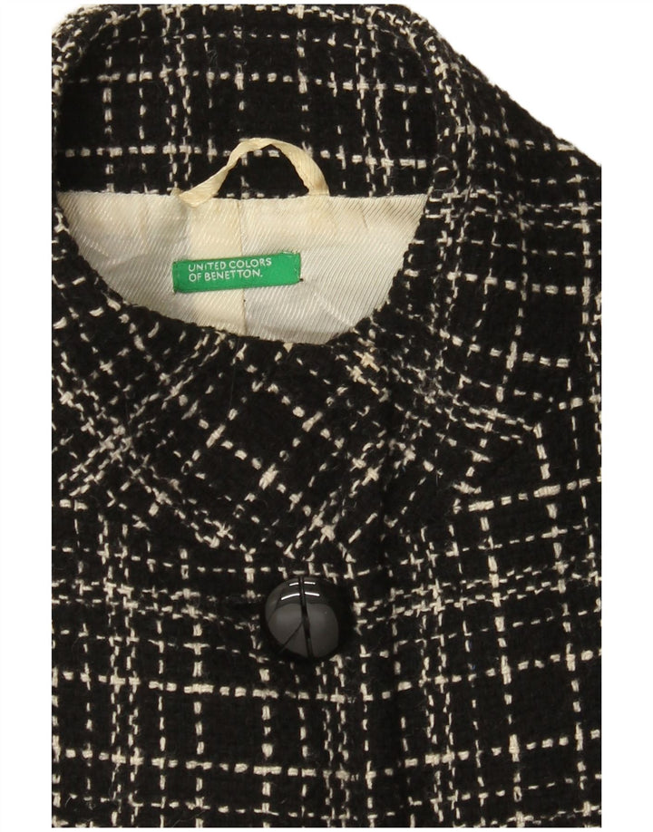 Sobretudo feminino Benetton UK 8 pequeno xadrez preto