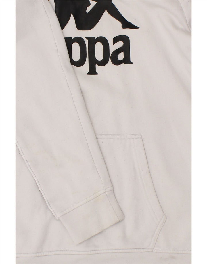 KAPPA Womens Graphic Hoodie Jumper UK 18 XL White Cotton Vintage Kappa and Second-Hand Kappa from Messina Hembry 