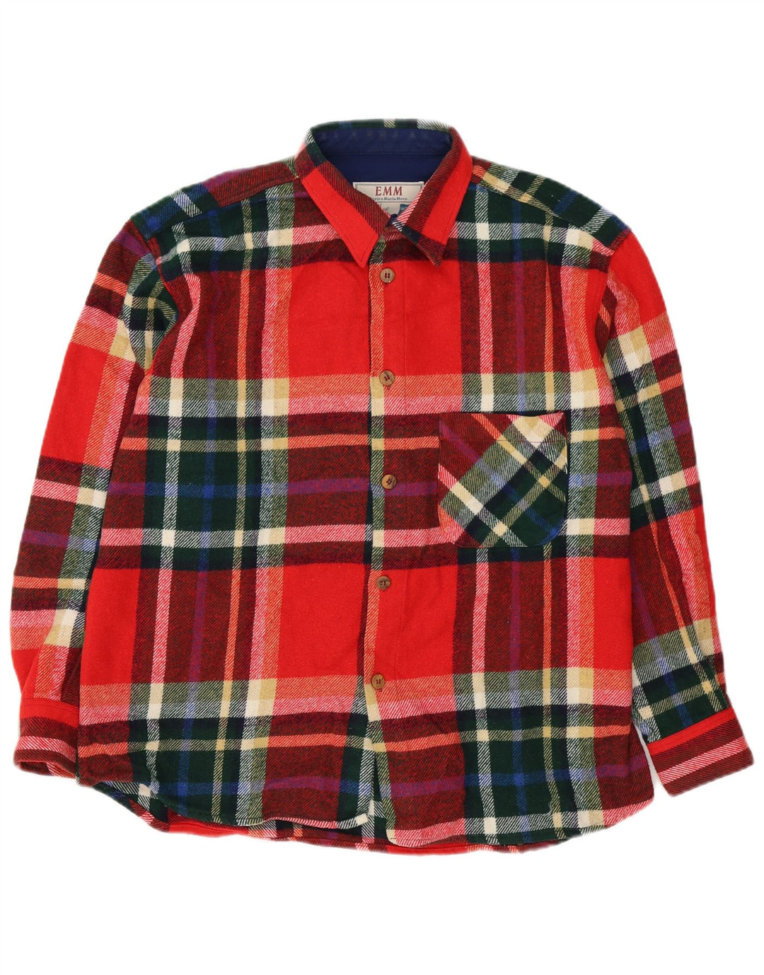 Camisa masculina de flanela VINTAGE grande de lã xadrez vermelha