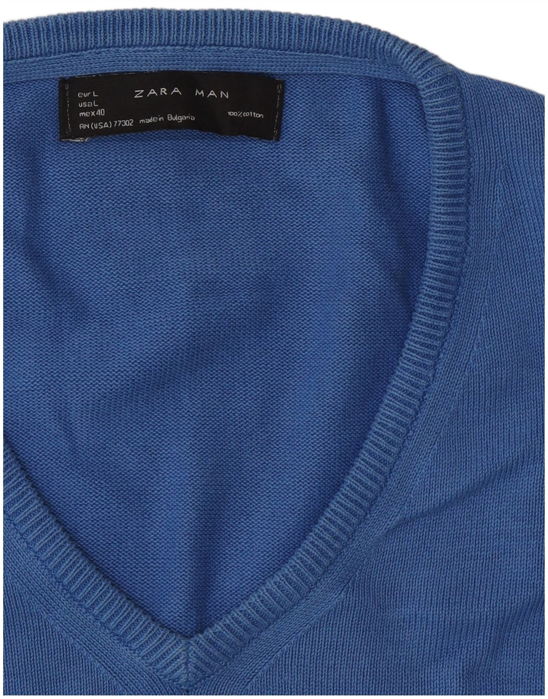 Zara Suéter masculino com decote em V grande azul