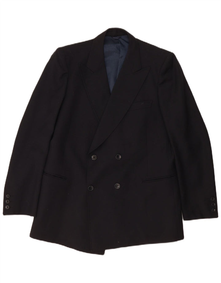 Jaqueta blazer masculina vintage com peito duplo Reino Unido 38 médio preto