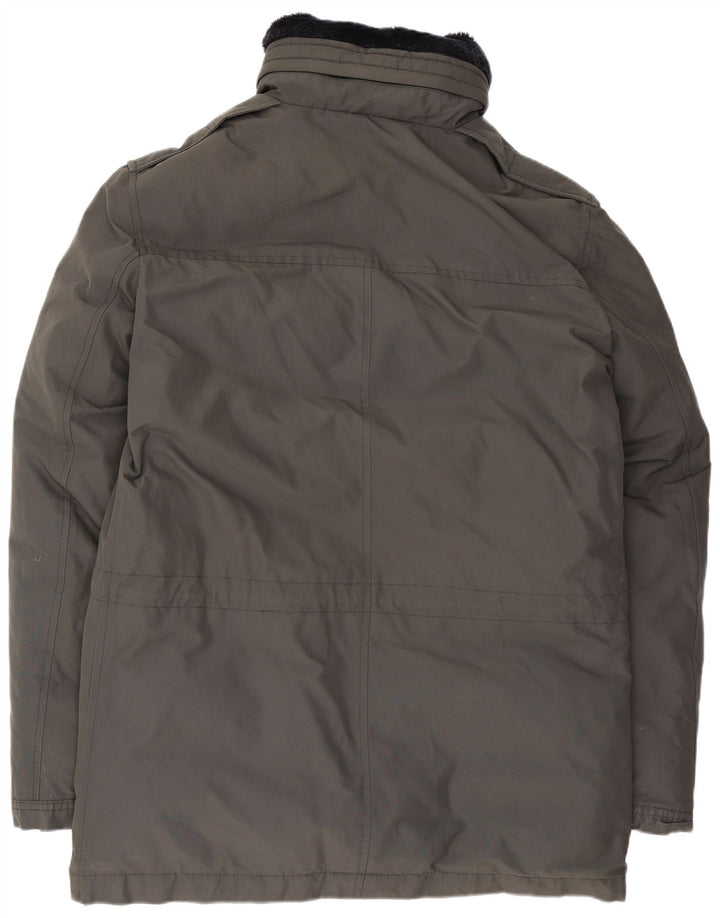 Jaqueta Rifle Mens Parka UK 40 Grande Algodão Cinza
