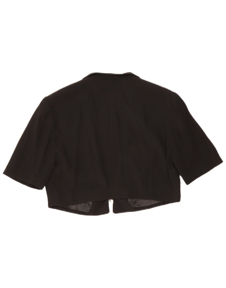 Jaqueta Bolero feminina vintage de manga curta Reino Unido 14 médio preto