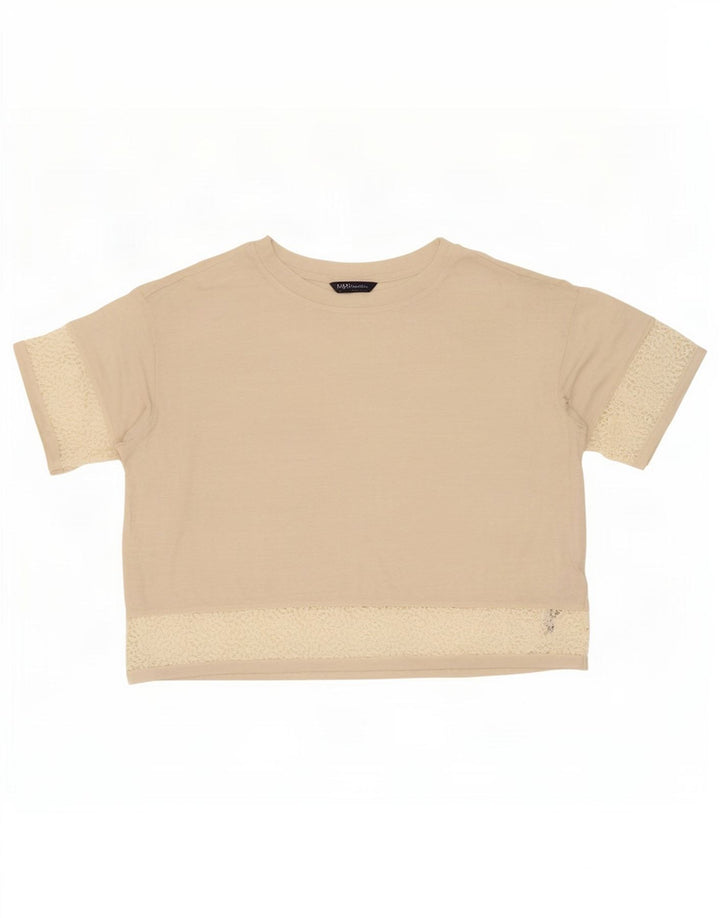 Camiseta feminina grande Marks & Spencer Reino Unido 16 grande linho bege