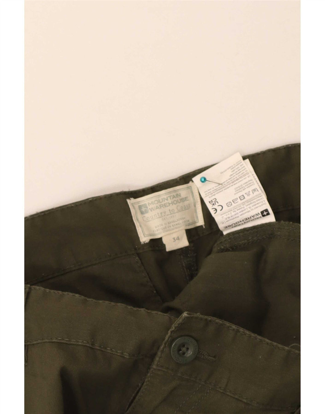 Shorts cargo masculino Mountain Warehouse W34 grande algodão cáqui