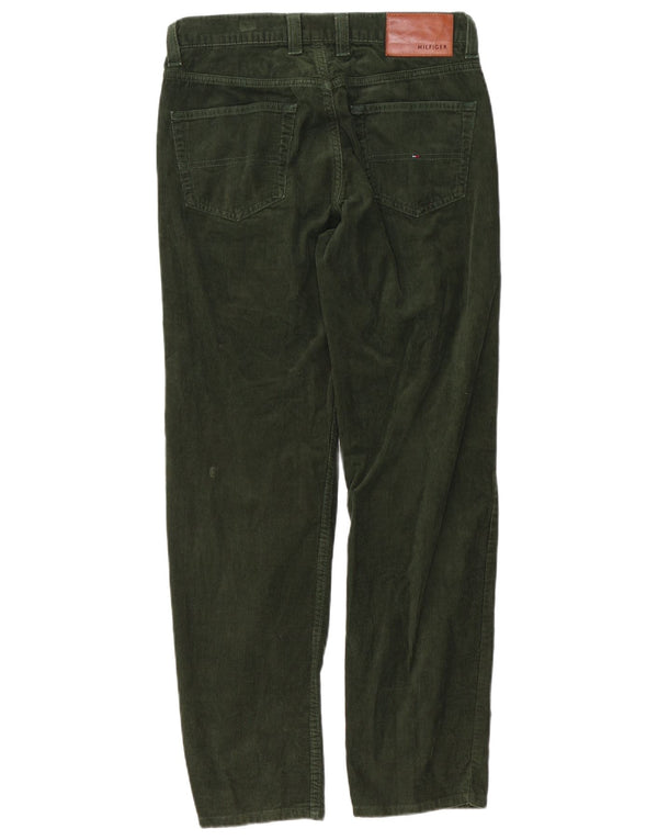 Calça masculina reta de veludo Tommy Hilfiger W31 L32 algodão verde