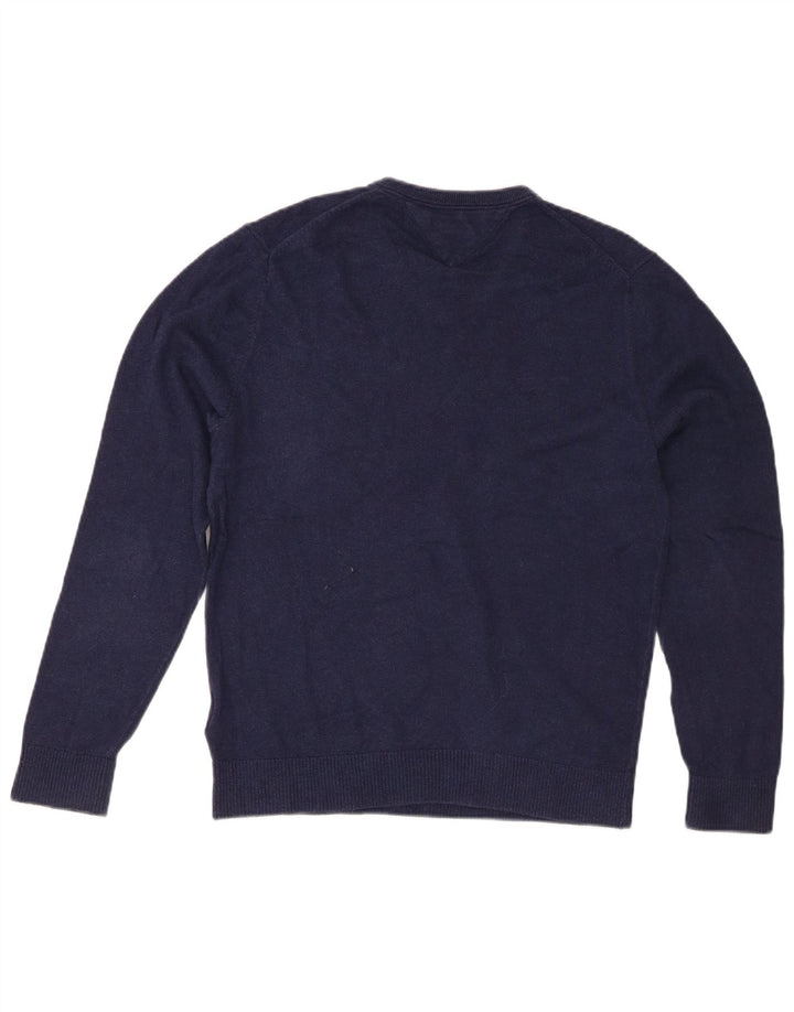 TOMMY HILFIGER Suéter masculino com decote em V médio algodão azul marinho