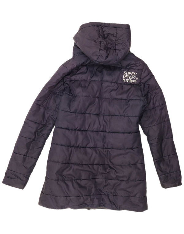 Casaco acolchoado com capuz gráfico feminino Superdry UK 14 médio azul marinho inverno