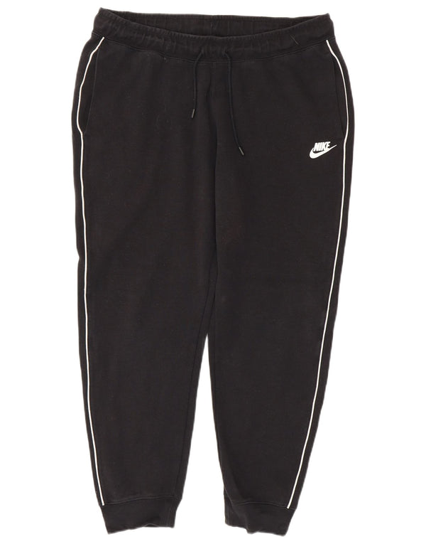Calça de treino masculina Nike joggers grande algodão listrado preto