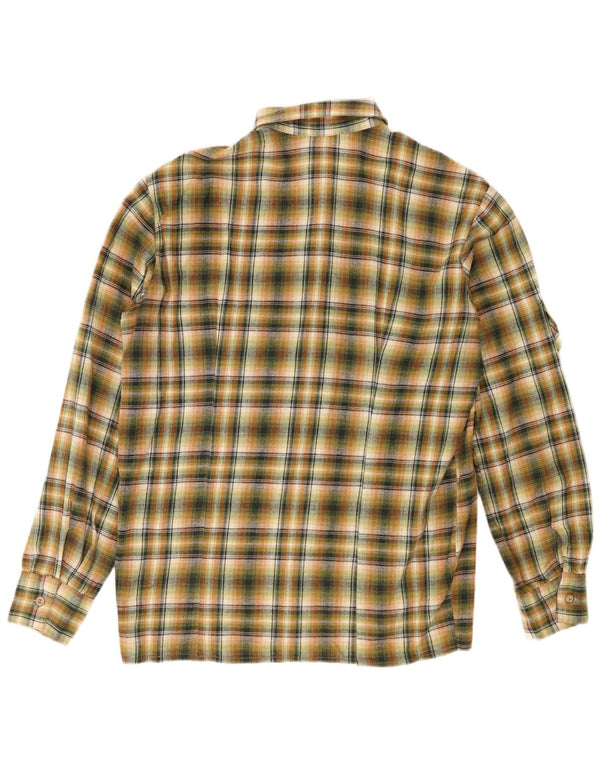 Camisa de flanela feminina vintage IT 48 XL algodão xadrez verde