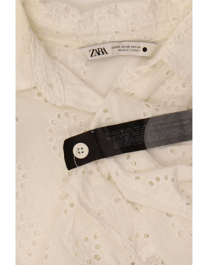 Camisa feminina Zara UK 6 XS algodão branco
