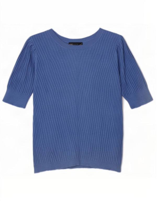 Suéter feminino Marks & Spencer com gola canoa Reino Unido 16 grande azul