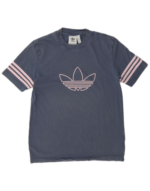 Adidas Camiseta Feminina Graphic Top UK 10 Pequeno Azul Algodão