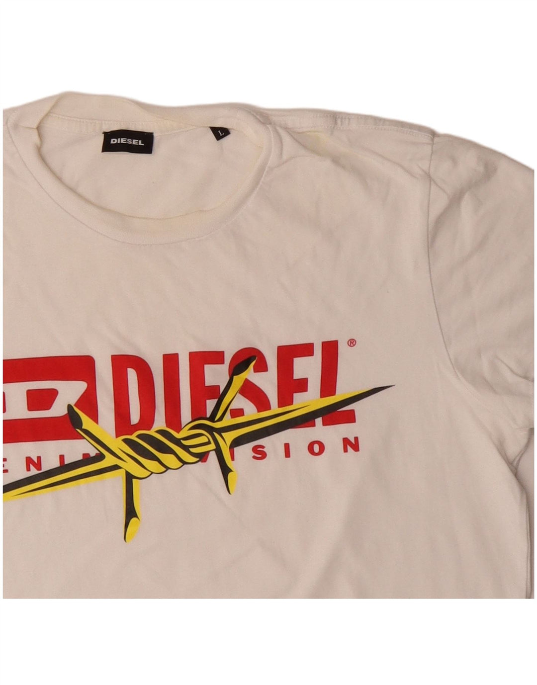 Diesel Camiseta masculina gráfica Top grande de algodão branco