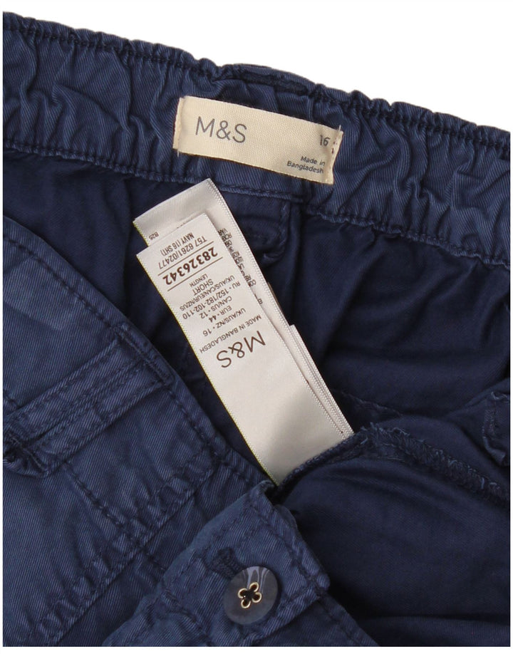 Calça cargo feminina Marks & Spencer UK 16 grande W34 L25 azul marinho